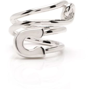 Tom Binns Silver Twisted Safety Pin Ring - Lyst