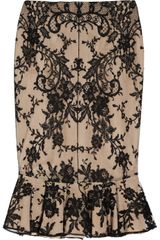 Alexander McQueen Fluted Lace and Silk Skirt