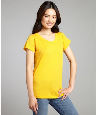 LNA Mustard Yellow Cotton Short Sleeve Scoop Neck Tshrit - Lyst