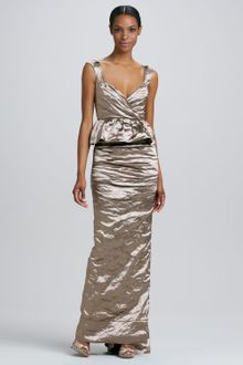 Nicole Miller Peplum Ruched Gown - Lyst