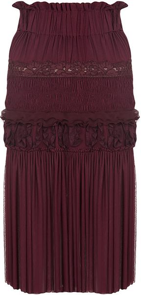 Nina Ricci Ruched Smocked Skirt - Lyst