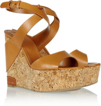 Sergio Rossi Leather and Cork Wedge Sandals - Lyst