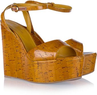 Sergio Rossi Patent Leather Wedge Sandals - Lyst