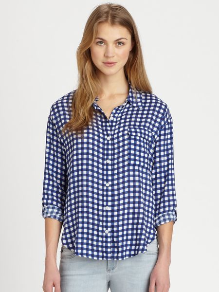 navy check shirt women