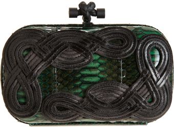 Bottega Veneta Knot Snakeskin Passamaneria Clutch - Lyst