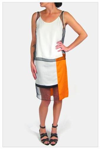 Helmut Lang Chroma Drape Blocked Dress in Sunburn and Black - Lyst
