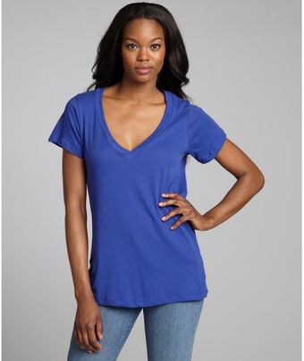 LNA Royal Blue Cotton Vneck Short Sleeve Tshirt - Lyst