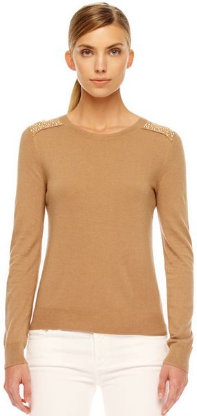 Michael Kors Studshoulder Sweater - Lyst