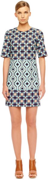 Michael Kors Printblock Crepe Dress - Lyst