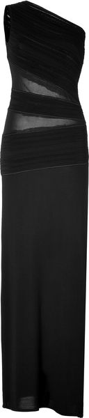 Roberto Cavalli Sheer Panel Gown in Black - Lyst