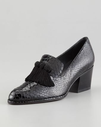 Stuart Weitzman Razmataz Embossed Blockheel Tassel Loafer - Lyst