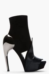 Gareth Pugh Black Suede and Leather Accent Heel Boots