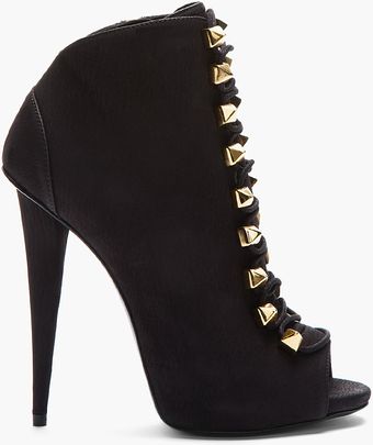 Giuseppe Zanotti Matte Black Leather Goldstudded Alien Boots - Lyst