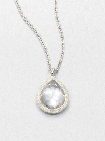 Ippolita Clear Quartz Diamond Pendant Necklace - Lyst