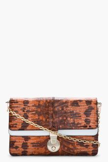 Kenzo Mottled Orange Reptile Leather Convertible Clutch - Lyst