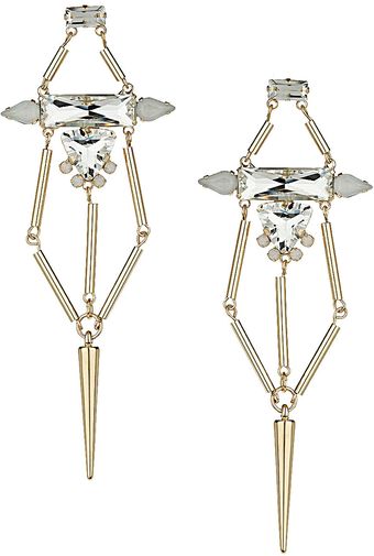 Topshop Premium Rhinestone Spike Earrings - Lyst