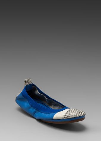 Yosi Samra Color Blocked Leather Flats in Blue - Lyst