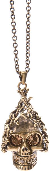 Alexander McQueen Mesh Skull Necklace - Lyst
