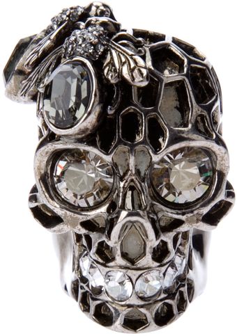 Alexander McQueen Honeycombed Skull Ring - Lyst