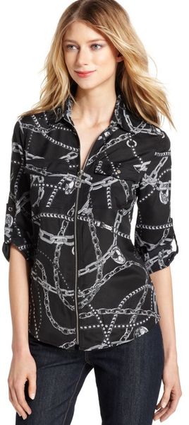 Michael Kors Long Sleeve Printed Camp Shirt - Lyst