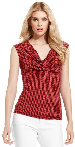 Michael Kors Sleeveless Cowlneck Printed - Lyst