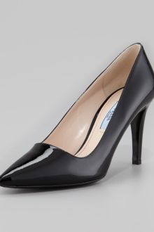 Prada Patent Pointed Toe Pump - Lyst