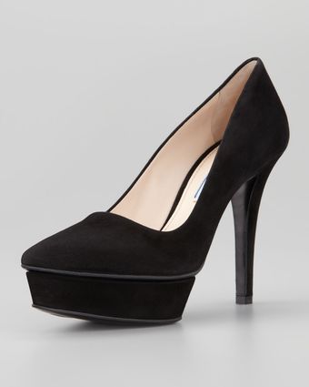 Prada Suede Pointedtoe Island Platform Pump - Lyst