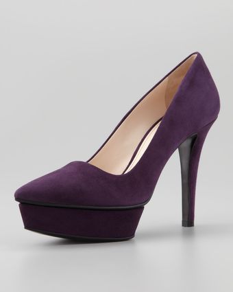 Prada Suede Pointedtoe Island Platform Pump - Lyst