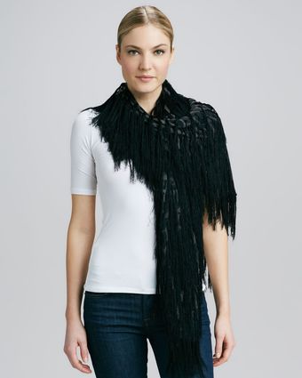 Roberto Cavalli Fringed Leopardprint Scarf - Lyst