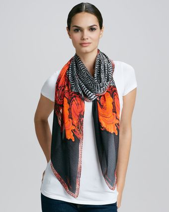 Roberto Cavalli Tilda Tiled Print Silk Scarf - Lyst