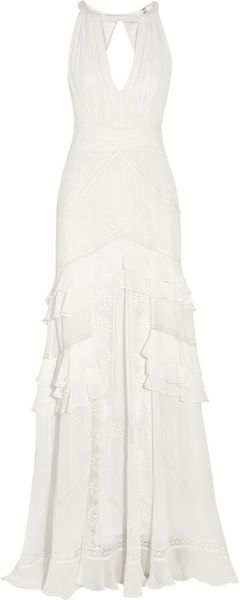 Temperley London Marguerite Lace Trimmed Silk Chiffon Gown - Lyst