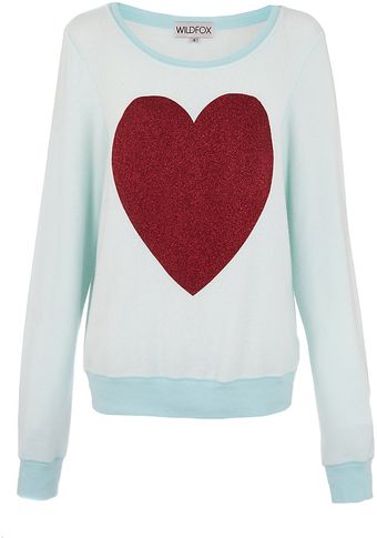 Wildfox Glitter Heart Sweater - Lyst