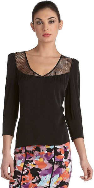 Catherine Malandrino Fishnet Detail Shirt - Lyst