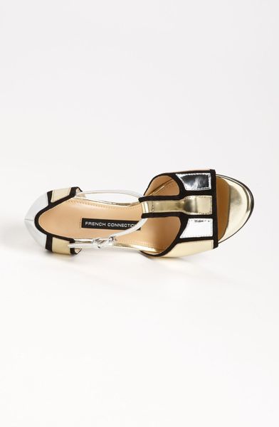 French Connection Nicky Sandals in Gold (silver gold black) | Lyst