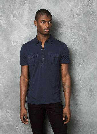 John Varvatos Soft Collar Pocket Polo - Lyst