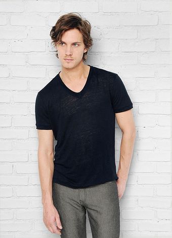 John Varvatos Short Sleeve Linen Vneck - Lyst