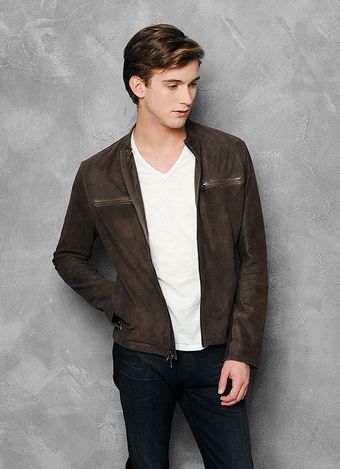 John Varvatos Zipper Suede Jacket - Lyst