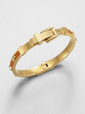 Michael Kors Studded Leather Inset Bangle Bracelet - Lyst