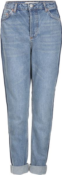 Moto Contrast Stripe Mom Jeans - Lyst