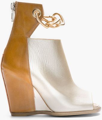 Rick Owens Tan and Platinum Chain Peron Wedge Boots - Lyst