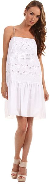 Tibi Eyelet Embroidery On Cotton Voile Strappy Dress - Lyst