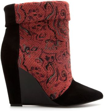 Zara Fabric Wedge Ankle Boot - Lyst