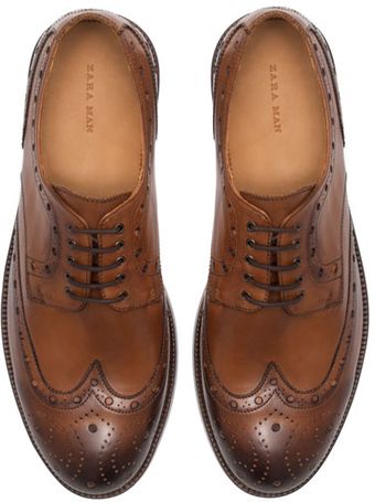 Zara Brogue Blucher - Lyst