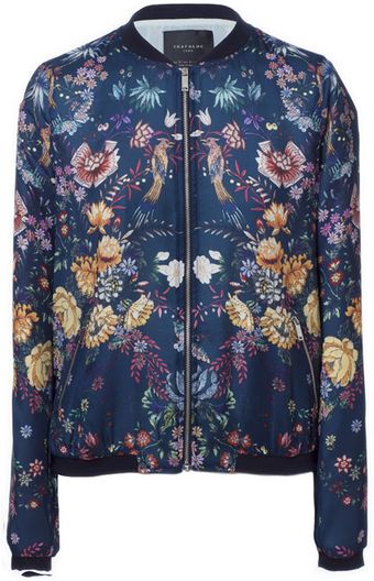 Zara Floral Print Bomber Jacket - Lyst