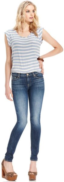 7 For All Mankind Darkwash Skinny - Lyst