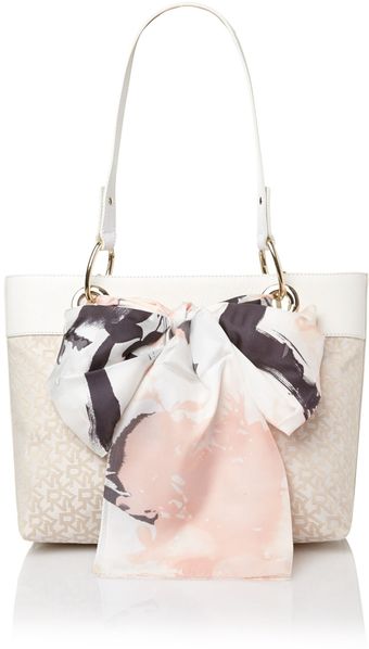 DKNY White Small Scarf Tote Bag - Lyst