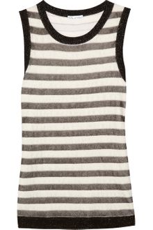 Oscar de la Renta Striped Metallic Silkblend Top - Lyst