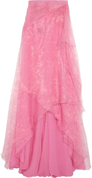 Oscar de la Renta Layered Organza Maxi Skirt - Lyst