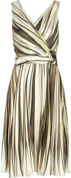 Oscar de la Renta Palm Print Silk Dress - Lyst
