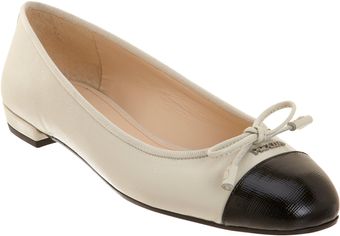 Prada Saffiano Cap Toe Ballet Flat - Lyst
